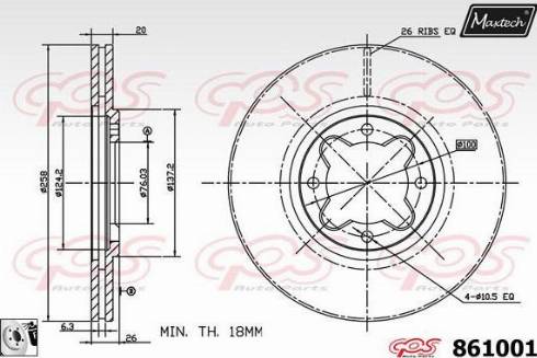 Maxtech 861001.0080 - Гальмівний диск autocars.com.ua