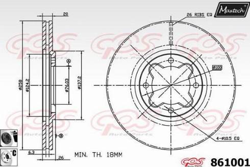 Maxtech 861001.6060 - Гальмівний диск autocars.com.ua