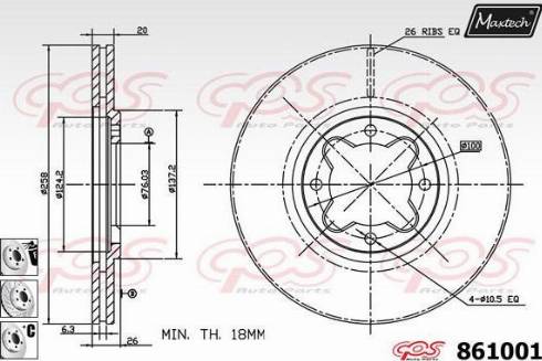 Maxtech 861001.6880 - Гальмівний диск autocars.com.ua