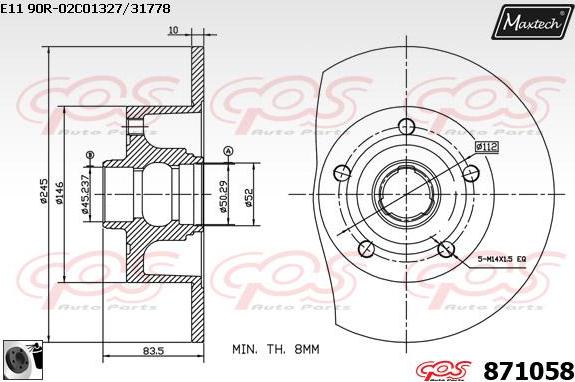 Maxtech 861001 - Гальмівний диск autocars.com.ua