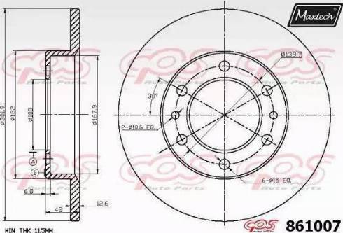 Maxtech 861007.6060 - Гальмівний диск autocars.com.ua