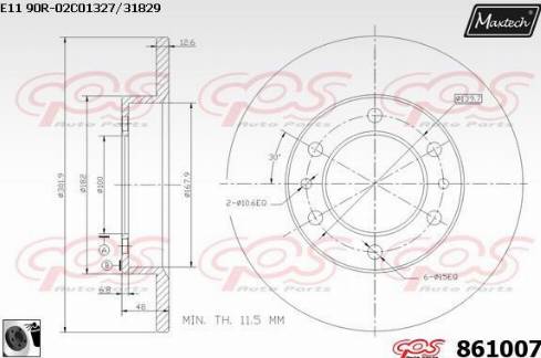 Maxtech 861007.0060 - Гальмівний диск autocars.com.ua