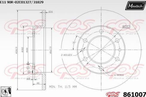 Maxtech 861007.0080 - Гальмівний диск autocars.com.ua