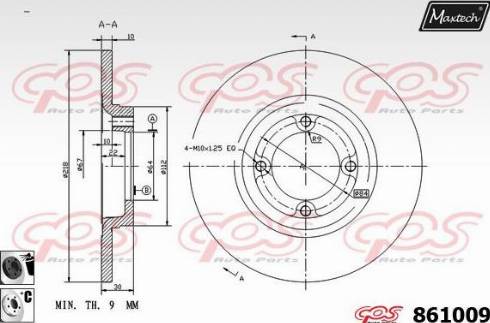 Maxtech 861009.6060 - Гальмівний диск autocars.com.ua