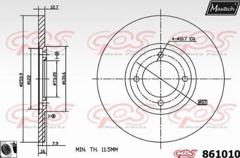 Maxtech 861010.0060 - Тормозной диск autodnr.net