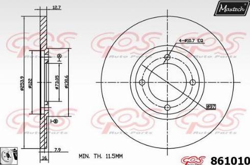 Maxtech 861010.0080 - Тормозной диск autodnr.net