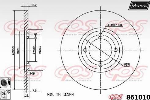 Maxtech 861010.6060 - Тормозной диск autodnr.net