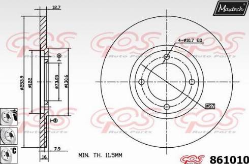 Maxtech 861010.6880 - Тормозной диск autodnr.net