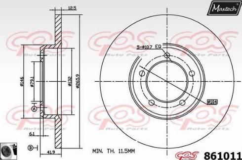 Maxtech 861011.0060 - Гальмівний диск autocars.com.ua