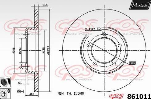 Maxtech 861011.6060 - Гальмівний диск autocars.com.ua