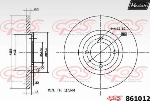 Maxtech 861012.0000 - Гальмівний диск autocars.com.ua