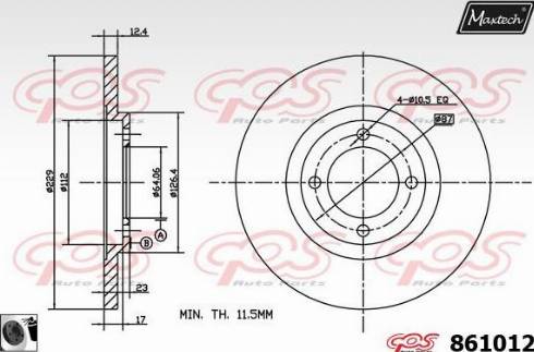 Maxtech 861012.0060 - Гальмівний диск autocars.com.ua