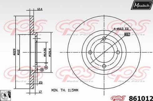 Maxtech 861012.0080 - Гальмівний диск autocars.com.ua