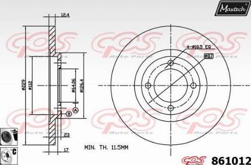 Maxtech 861012.6060 - Гальмівний диск autocars.com.ua