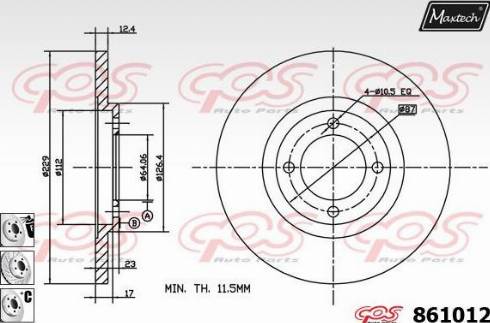 Maxtech 861012.6980 - Гальмівний диск autocars.com.ua