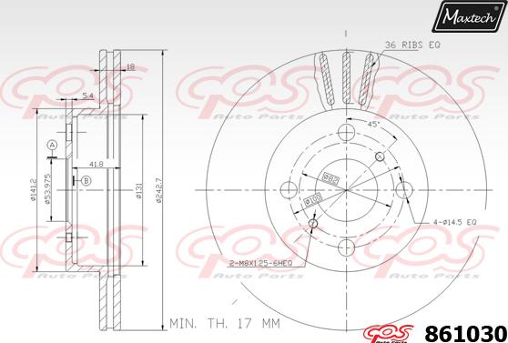 Maxtech 861012 - Гальмівний диск autocars.com.ua