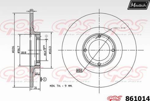 Maxtech 861014.0000 - Гальмівний диск autocars.com.ua