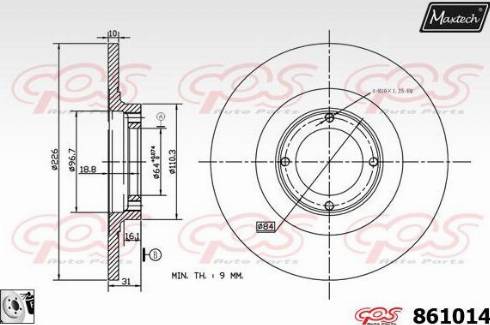 Maxtech 861014.0080 - Гальмівний диск autocars.com.ua