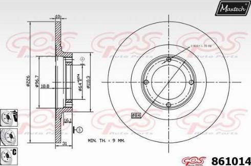 Maxtech 861014.6880 - Гальмівний диск autocars.com.ua