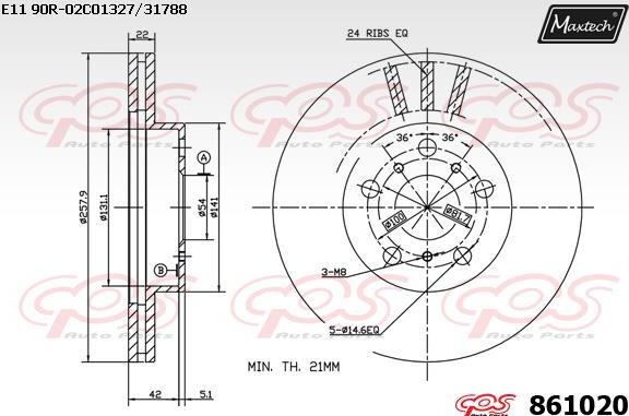 Maxtech 861014 - Гальмівний диск autocars.com.ua