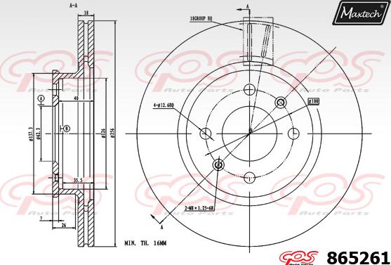 Maxtech 861016 - Гальмівний диск autocars.com.ua