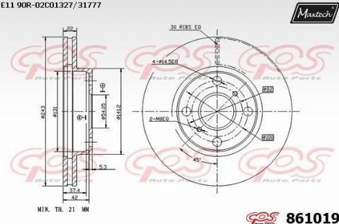 Maxtech 861019.0000 - Гальмівний диск autocars.com.ua