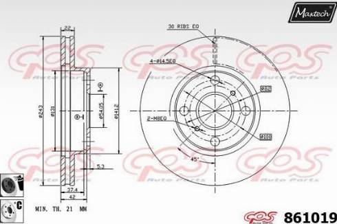 Maxtech 861019.6060 - Гальмівний диск autocars.com.ua