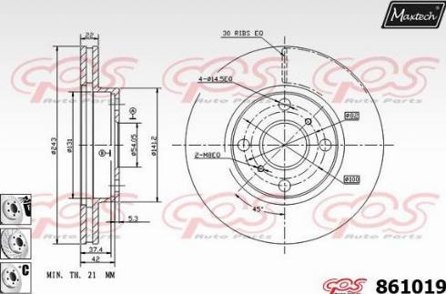 Maxtech 861019.6880 - Гальмівний диск autocars.com.ua