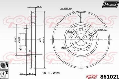 Maxtech 861021.6060 - Гальмівний диск autocars.com.ua