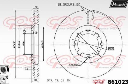 Maxtech 861023.6060 - Гальмівний диск autocars.com.ua