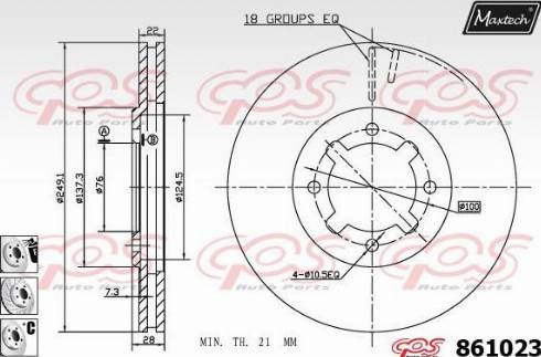 Maxtech 861023.6880 - Гальмівний диск autocars.com.ua