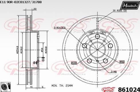 Maxtech 861024.0060 - Гальмівний диск autocars.com.ua