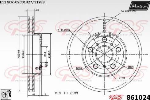 Maxtech 861024.0080 - Гальмівний диск autocars.com.ua