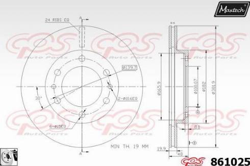 Maxtech 861025.0080 - Гальмівний диск autocars.com.ua