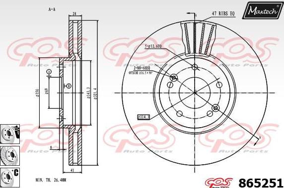 Maxtech 861030 - Гальмівний диск autocars.com.ua