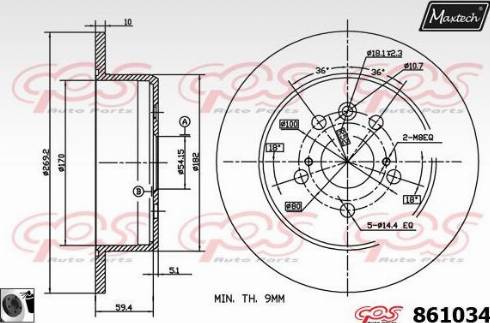 Maxtech 861034.0060 - Гальмівний диск autocars.com.ua