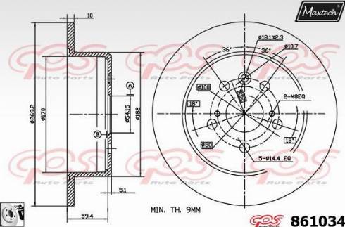 Maxtech 861034.0080 - Гальмівний диск autocars.com.ua