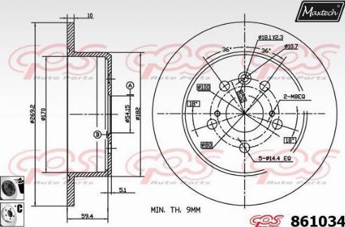 Maxtech 861034.6060 - Гальмівний диск autocars.com.ua