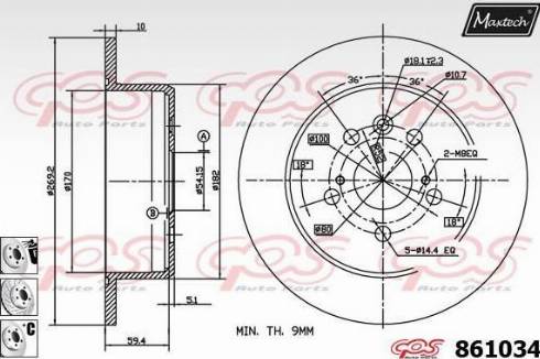 Maxtech 861034.6880 - Гальмівний диск autocars.com.ua