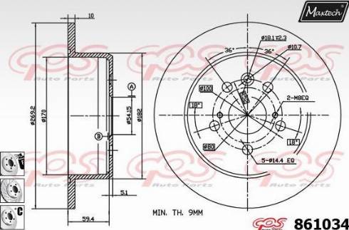 Maxtech 861034.6980 - Гальмівний диск autocars.com.ua