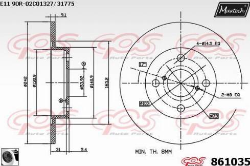 Maxtech 861035.0060 - Гальмівний диск autocars.com.ua