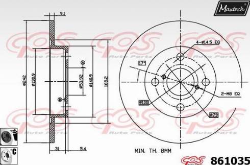 Maxtech 861035.6060 - Гальмівний диск autocars.com.ua