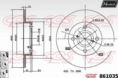 Maxtech 861035.6980 - Гальмівний диск autocars.com.ua