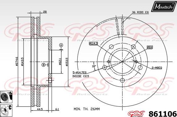 Maxtech 861035 - Гальмівний диск autocars.com.ua