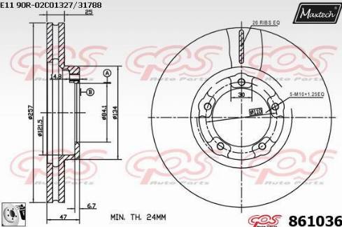 Maxtech 861036.0080 - Гальмівний диск autocars.com.ua