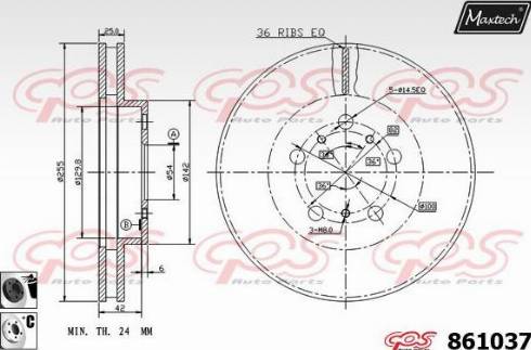 Maxtech 861037.6060 - Гальмівний диск autocars.com.ua