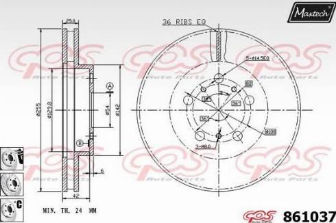 Maxtech 861037.6880 - Гальмівний диск autocars.com.ua