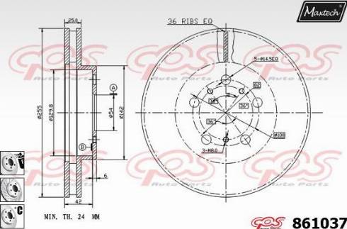 Maxtech 861037.6980 - Гальмівний диск autocars.com.ua