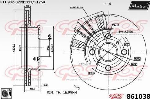 Maxtech 861038.0060 - Гальмівний диск autocars.com.ua