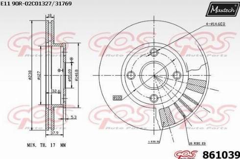 Maxtech 861039.0000 - Гальмівний диск autocars.com.ua